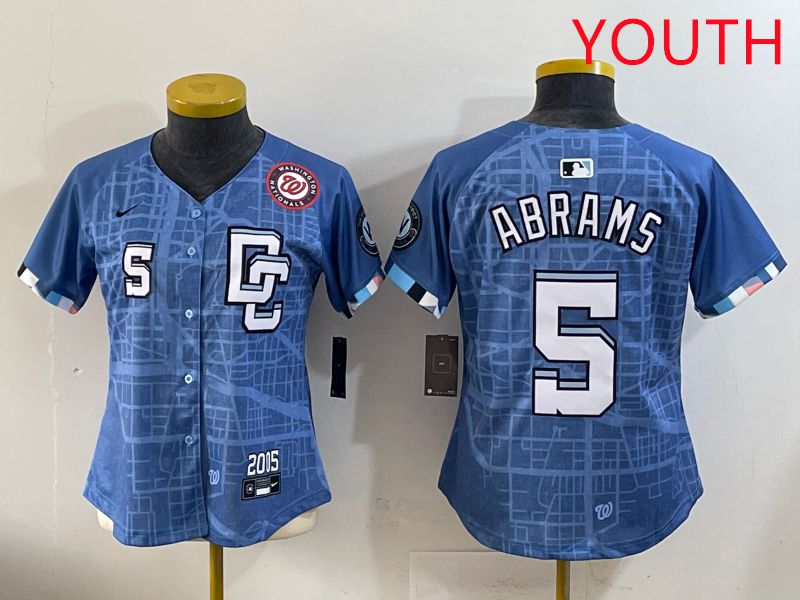Youth Washington Nationals #5 Abrams Joint Name 2025 Nike MLB Jersey style 2